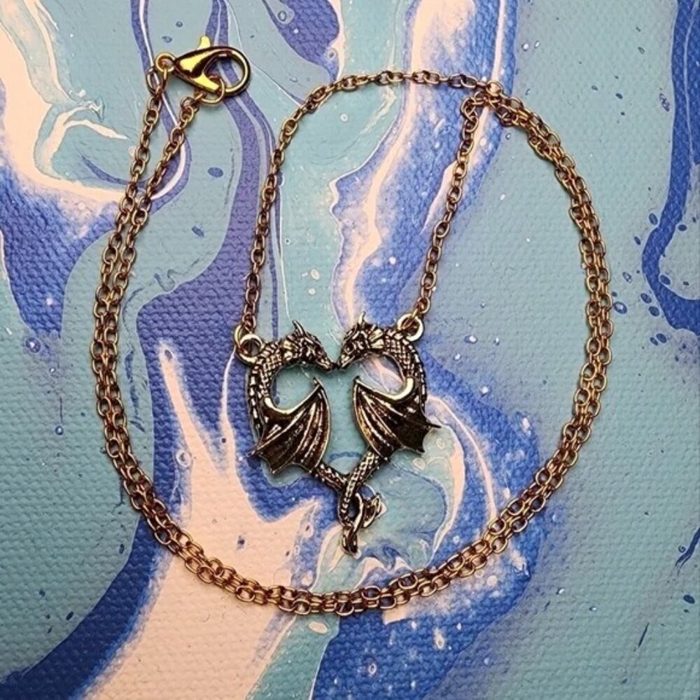 Dragon heart gold pendant necklace jewelry chain